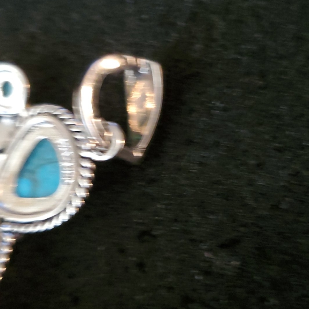 STERLING SILVER TURQUOISE LARGE PENDANT - Picture 6 of 8